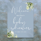 Groen Stoffig Blauw Baby shower Welkomstbord Poster