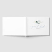 groen stoffig blauw bladeren bruiloft gastenboek (Volledig)