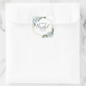 Groen Stoffig Blauw Bloemen Geometrisch Vrijgezell Vierkante Sticker (Tas)