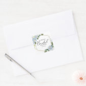 Groen Stoffig Blauw Bloemen Geometrisch Vrijgezell Vierkante Sticker (Envelop)