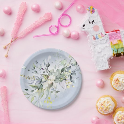 Groen Stoffig Blauw Waterverf Vrijgezellenfeest Papieren Bordje (Feest)