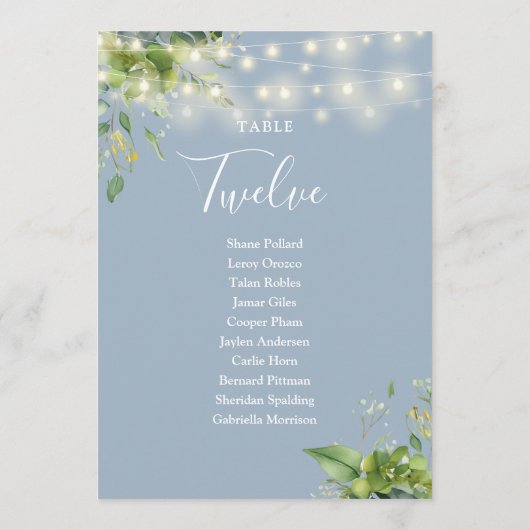 Groen Stoffig Blauw Zitplan Tafelnummer (Achterkant)