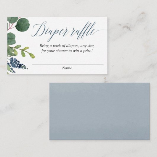 Groen stoffige blauwe botanische luier loterij kaa informatiekaartje (Voorkant / Achterkant)