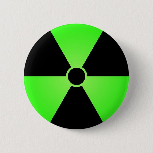 Groen stralingssymbool ronde button 5,7 cm (Voorkant)