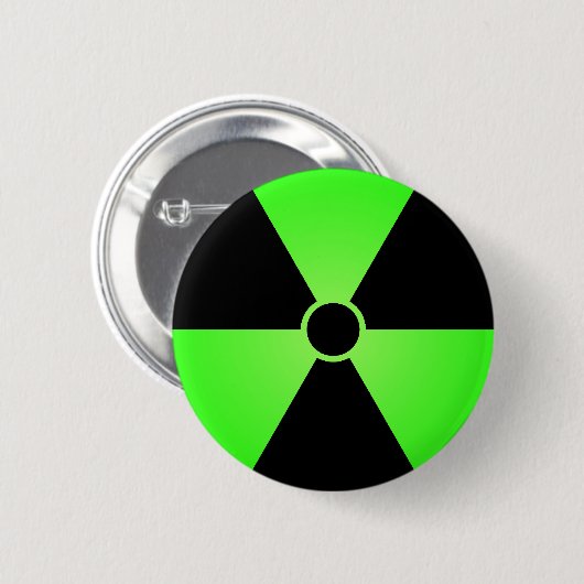 Groen stralingssymbool ronde button 5,7 cm (Voorkant /achterkant)