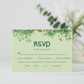 Groen, strepen St Patrick's Day bruiloft RSVP Kaartje (Staand voorkant)