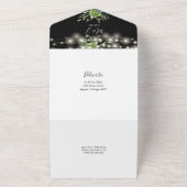 groen string lampjes zwart-wit bruiloft all in one uitnodiging (Buitenkant)