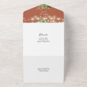 Groen String Lights Terracotta Bruiloft All In One Uitnodiging (Buitenkant)