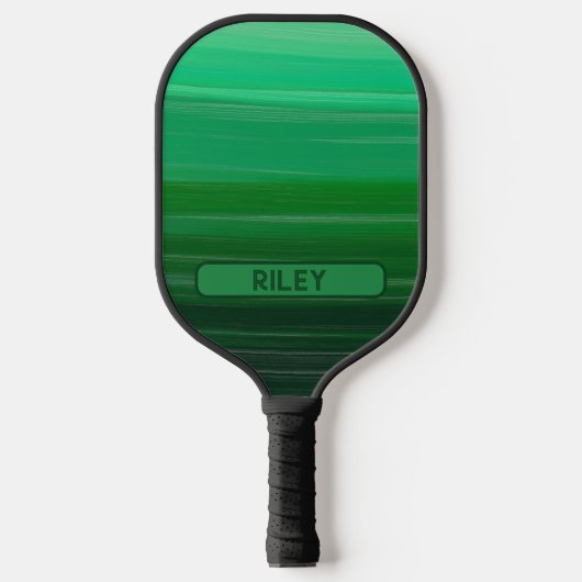 Groen Striped Add Name Monogram Team Pickleball Paddle (Voorkant)