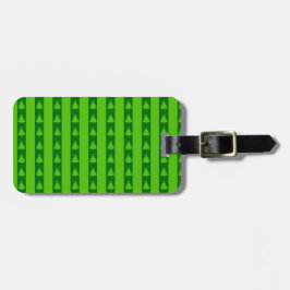 Groen striped kerstboompatroon bagagelabel