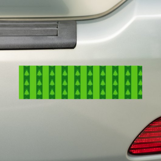Groen striped kerstboompatroon bumpersticker (Op auto)