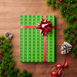 Groen striped kerstboompatroon cadeaupapier