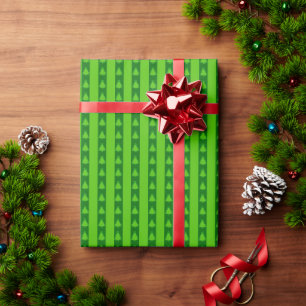 Groen striped kerstboompatroon cadeaupapier
