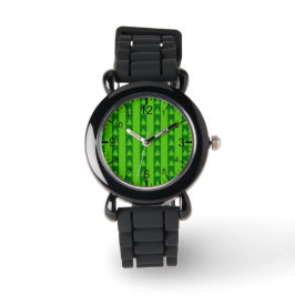 Groen striped kerstboompatroon horloge