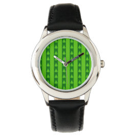 Groen striped kerstboompatroon horloge