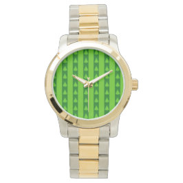 Groen striped kerstboompatroon horloge