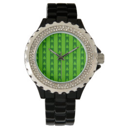 Groen striped kerstboompatroon horloge