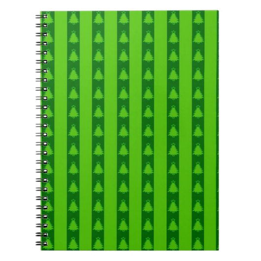 Groen striped kerstboompatroon notitieboek (Voorkant)
