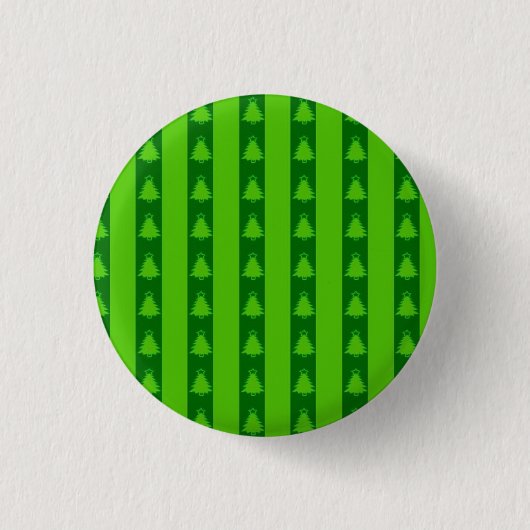 Groen striped kerstboompatroon ronde button 3,2 cm (Voorkant)