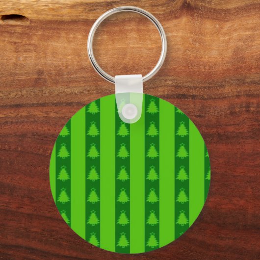 Groen striped kerstboompatroon sleutelhanger (Voorkant)