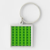 Groen striped kerstboompatroon sleutelhanger (Voorkant)