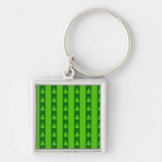 Groen striped kerstboompatroon sleutelhanger (Voorkant)