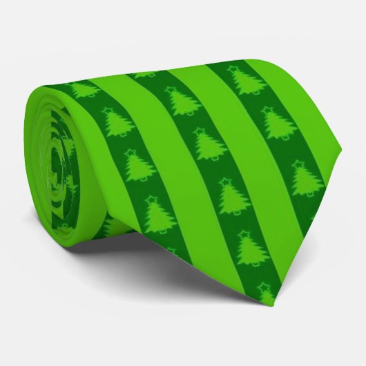 Groen striped kerstboompatroon stropdas (Opgerold)