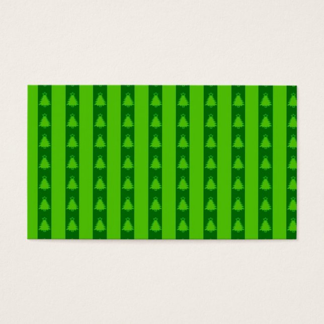 Groen striped kerstboompatroon visitekaartje (Voorkant)