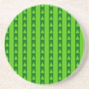Groen striped kerstboompatroon zandsteen onderzetter