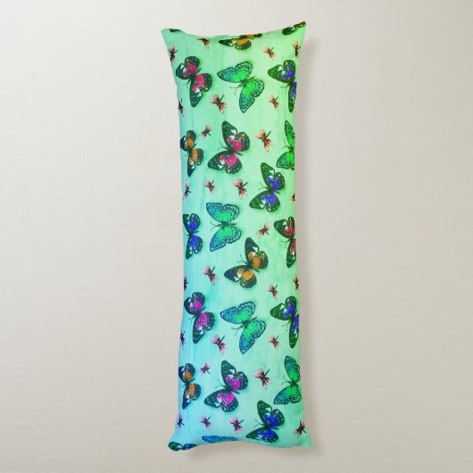 Groen Stropdas-kleurstof Butterfly Print Body Pill Lichaamskussen (Achterkant (Verticaal))