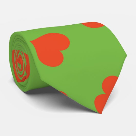 Groen Stropdas Rode harten (Opgerold)