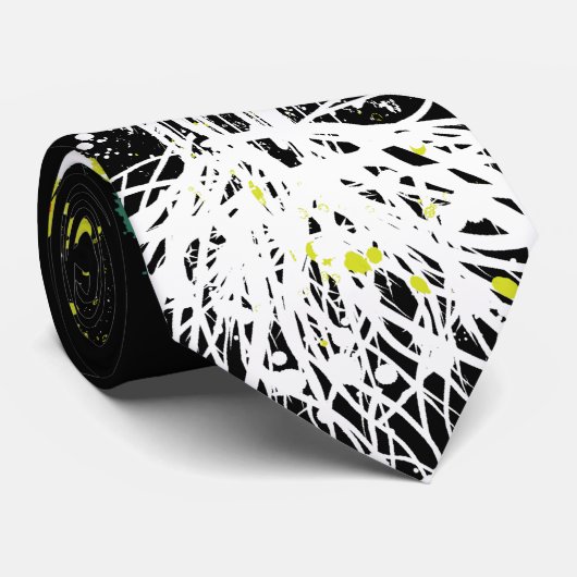 Groen Stropdas van leven - op zwart (Opgerold)