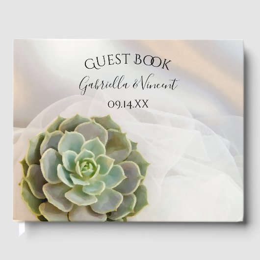 Groen succes op witte bruiloft gastenboek (Voorkant)