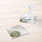 Groen succes op witte bruiloft kartonnen onderzetters (Insitu)