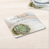 Groen succes op witte bruiloft kartonnen onderzetters (Schuin)