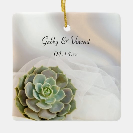 Groen succes op witte bruiloft keramisch ornament (Voorkant)