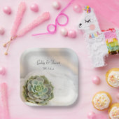 Groen succes op witte bruiloft papieren bordje (Feest)