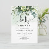 Groen succulent bloemenboho rustiek baby shower kaart (Staand voorkant)