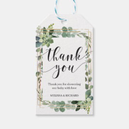 Groen succulent bloemengoud geometrische baby cadeaulabel