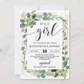 Groen succulent boho het is een meisje baby shower kaart (Voorkant)