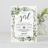 Groen succulent boho het is een meisje baby shower kaart (Staand voorkant)