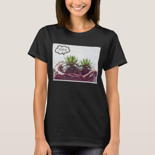 Groen Succulent Dream Big Quote T-shirt (Voorkant)