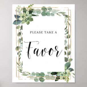 Groen Succulent Floral laat goudkoorts achter Poster