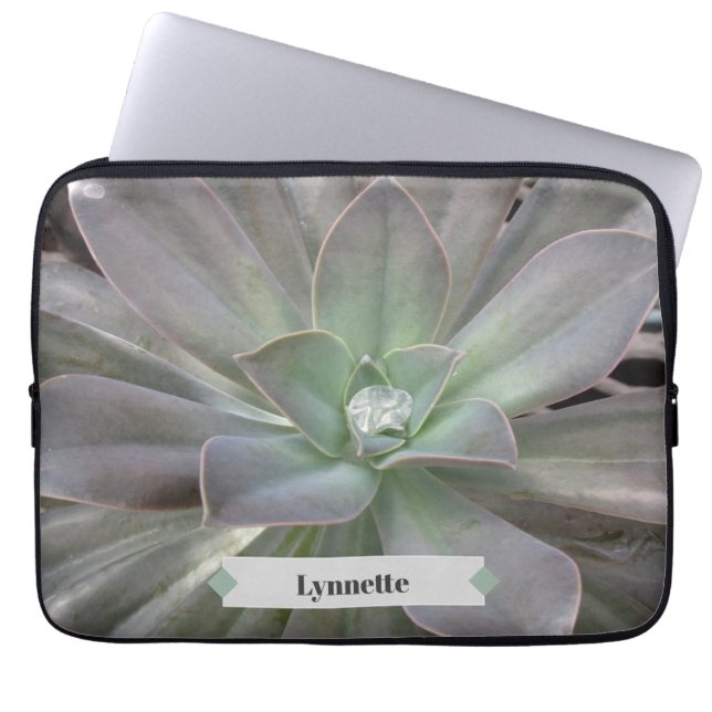 Groen Succulent Gepersonaliseerd Laptop Sleeve (Voorkant)