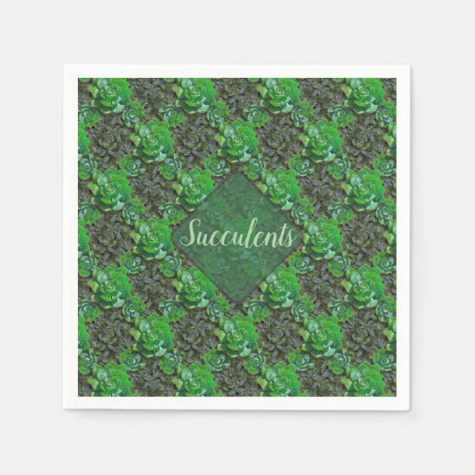 Groen Succulent Lattice Pattern Paper Napkins Servet (Voorkant)