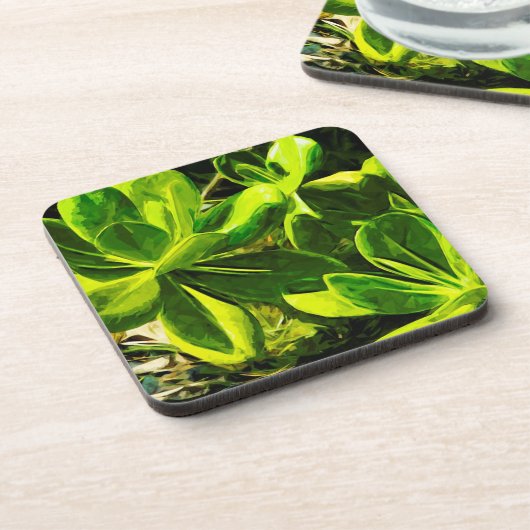 Groen Succulent Ocean Beach Plant Abstract Drankjes Onderzetter (Linkerzijde)