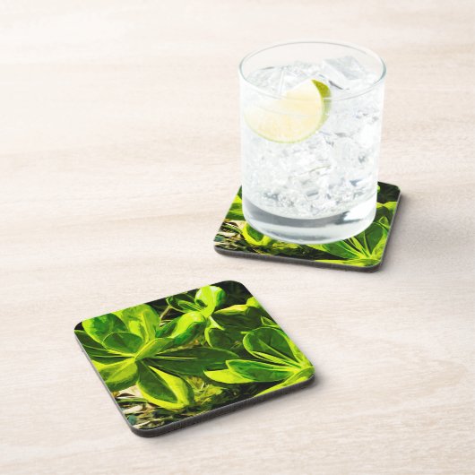 Groen Succulent Ocean Beach Plant Abstract Drankjes Onderzetter (Rechterzijde)
