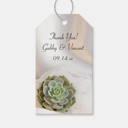 Groen Succulent op Labels met een witte bruiloft Cadeaulabel (Voorkant)