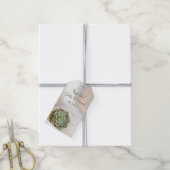 Groen Succulent op Labels met een witte bruiloft Cadeaulabel (Met Touw)