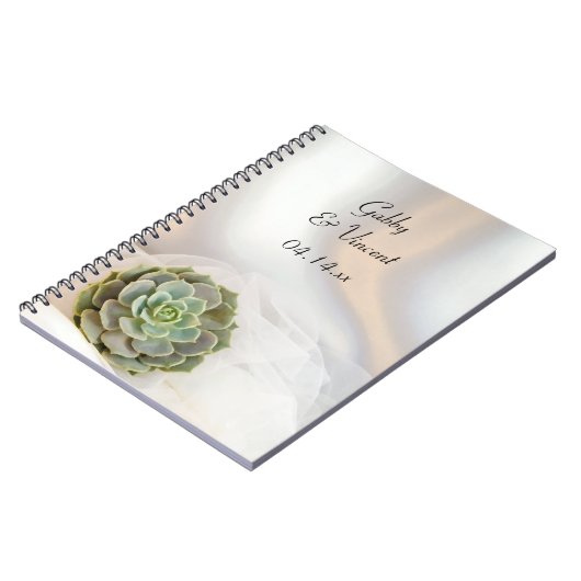 Groen Succulent op White Wedding Guest Book Notitieboek (Linkerzijde)
